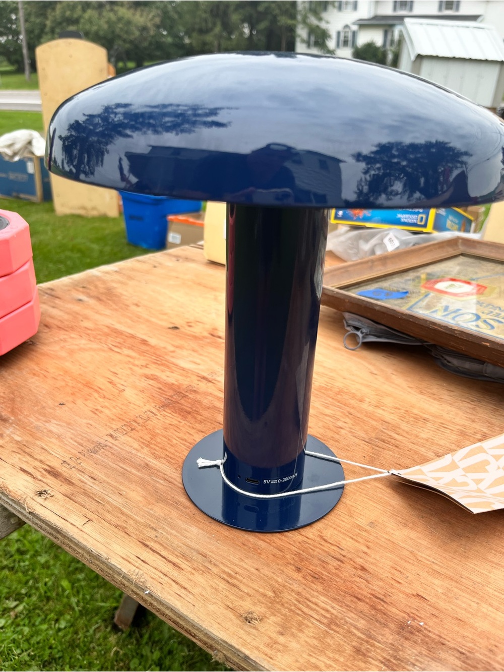 Jonathan Y rechargeable cordless Modern Navy Blue Mushroom Table Lamp